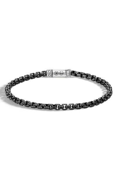 John Hardy Classic Box Chain Bracelet In Silver/ Black