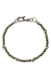 John Varvatos Skull Bead Bracelet In Metallic Silver