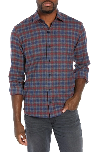 Culturata Supersoft Tailored Fit Check Sport Shirt In Charcoal