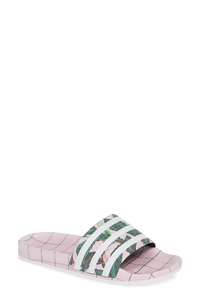 Adidas Originals 'adilette' Slide Sandal In White/ Wonder Pink