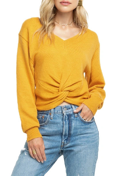 Astr Twist Front Sweater In Mustard
