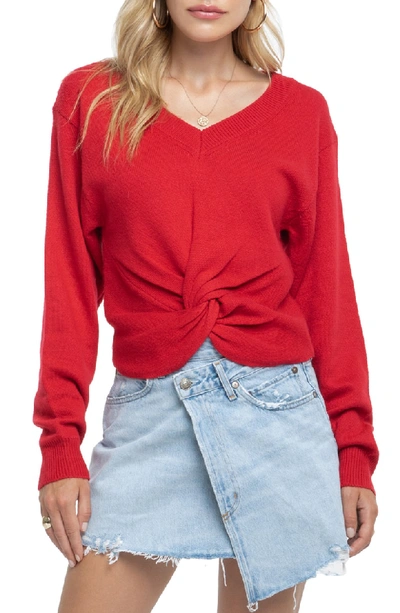 Astr Twist Front Sweater In Red