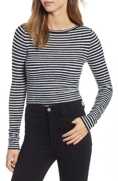 Amuse Society Nova Stripe Crop Sweater In Black