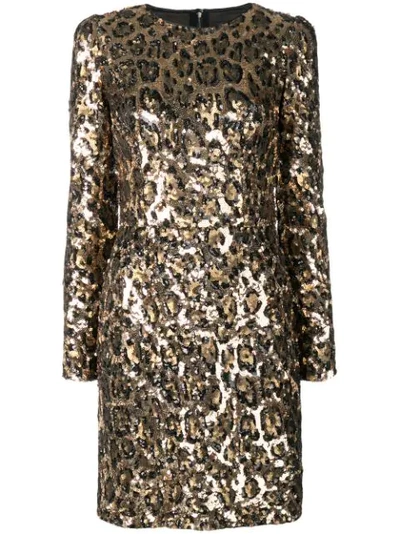 Dolce & Gabbana Leopard-print Sequinned Mini Dress In Sequins Leo