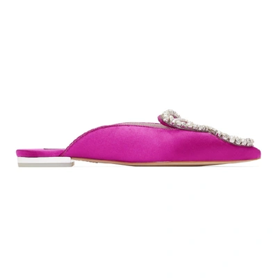 Sophia Webster Pink Bibi Butterfly Pearl Crystal Satin Slippers In Pink/purple