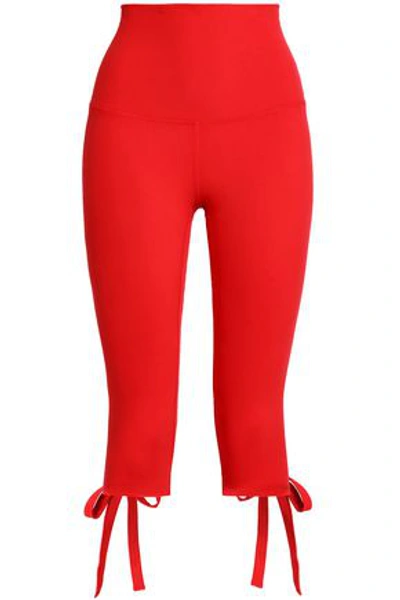 Ba & Sh X Ana Heart Ba&sh X Ana Heart Woman Cropped Tie-detailed Stretch-jersey Leggings Red