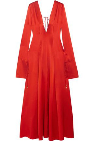 Michael Lo Sordo Woman Tike-detailed Silk-satin Gown Red