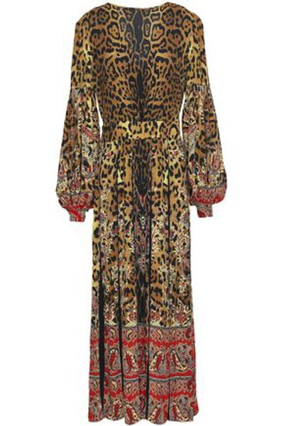 Etro Pleated Leopard-print Crepe Midi Dress In Animal Print