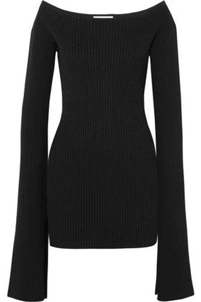 Solace London Woman Off-the-shoulder Cotton-blend Mini Dress Black