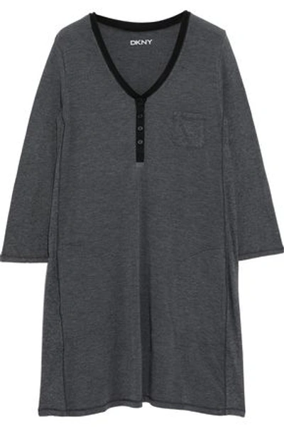 Dkny Woman Mélange Modal-blend Jersey Nightdress Dark Gray