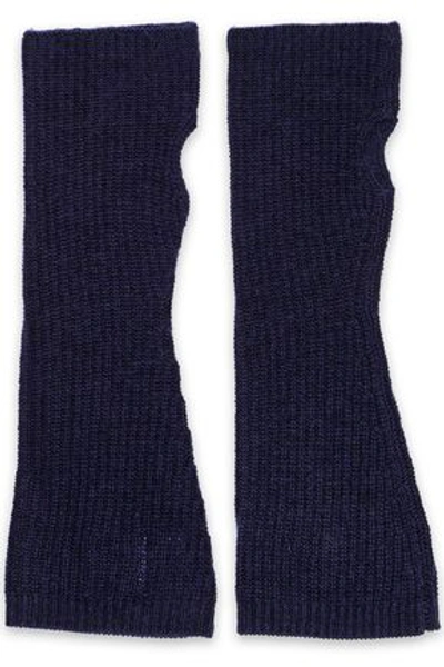 Madeleine Thompson Phoebe Wool And Cashmere-blend Fingerless Gloves In Navy