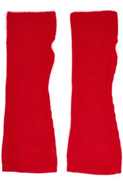 Madeleine Thompson Woman Ribbed Wool And Cashmere-blend Fingerless Gloves Red