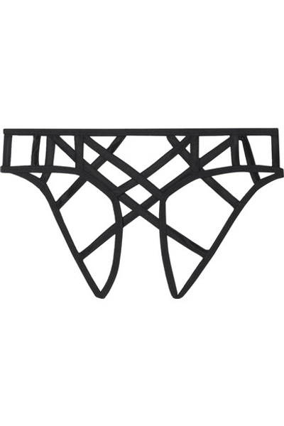 Kiki De Montparnasse Cage Stretch-silk Satin Briefs In Black