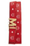 Mcm Men's Claus Antique M Reversible Belt In White Logo Visetos In White Logo Viva Red