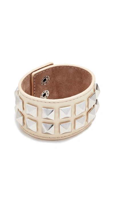 Marc Jacobs Wide Studded Leather Bracelet In Beige