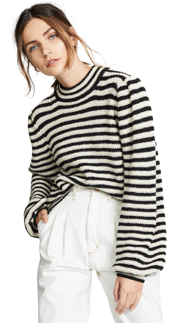 Eleven Six Mia Sweater In Ivory & Black Stripe | ModeSens