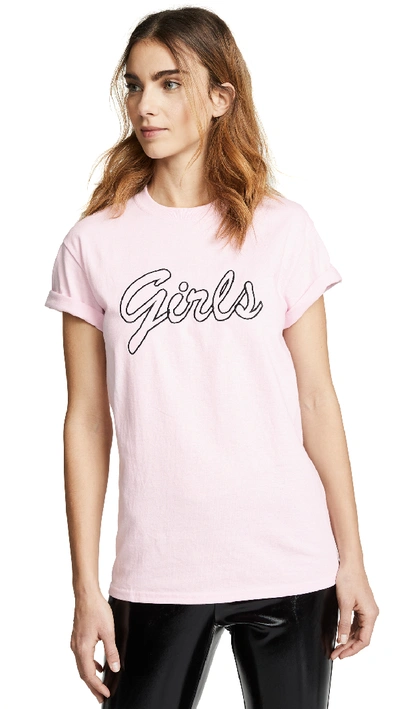 Double Trouble Gang Girls Tee In Powder Pink