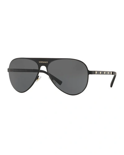 Versace Men's Medusa Head Aviator Sunglasses In Black