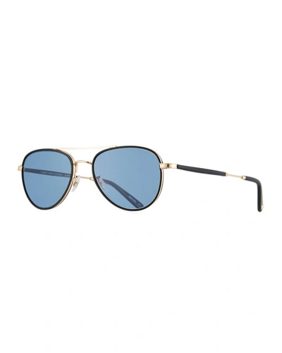 Garrett Leight Linnie Aviator Sunglasses, Blue/gold