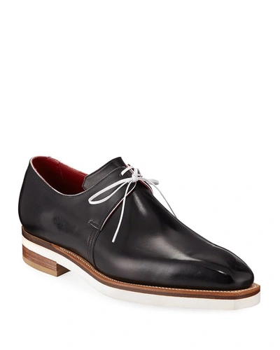 Corthay Arca Contrast-sole Derby Shoe In Black
