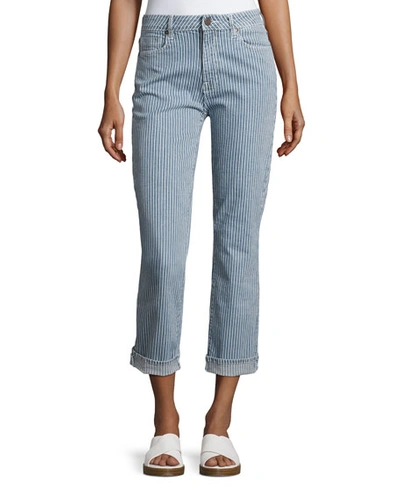 Parker Smith Pin Up Straight-leg Jeans In Blue/white