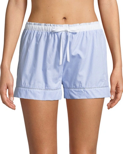 Maison Lejaby Ladder Stitch-trim Pyjama Shorts In Blue/white