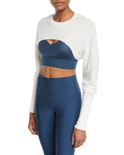 Alo Yoga Extreme Long-sleeve Cropped Active Top In White