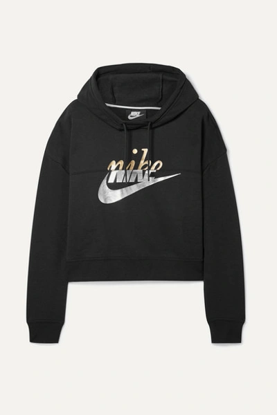 Nike Women's Sportswear Rally Metallic Crop Hoodie, Black