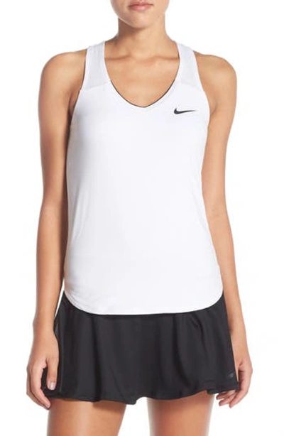 Nike Court Racerback Dri-fit Tennis Tank Top In White/black