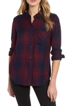 Rails Hunter Plaid Button-front Long-sleeve Shirt In Currant Navy