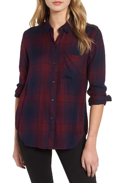 Rails Hunter Plaid Button-front Long-sleeve Shirt In Currant Navy