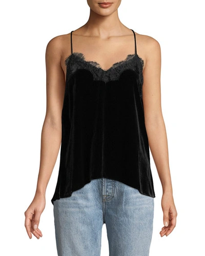 Cami Nyc The Racer Velvet Cami With Lace In Black