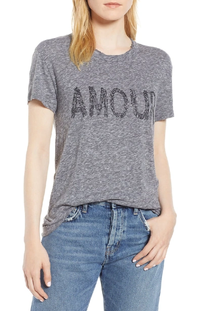 Zadig & Voltaire Embellished Graphic Crewneck Tee In Gris