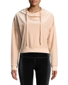 Alo Yoga Layer Velour Long-sleeve Hooded Pullover Top In Nectar