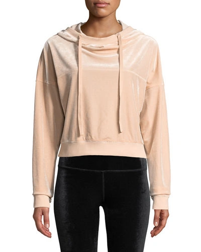 Alo Yoga Layer Velour Long-sleeve Hooded Pullover Top In Nectar