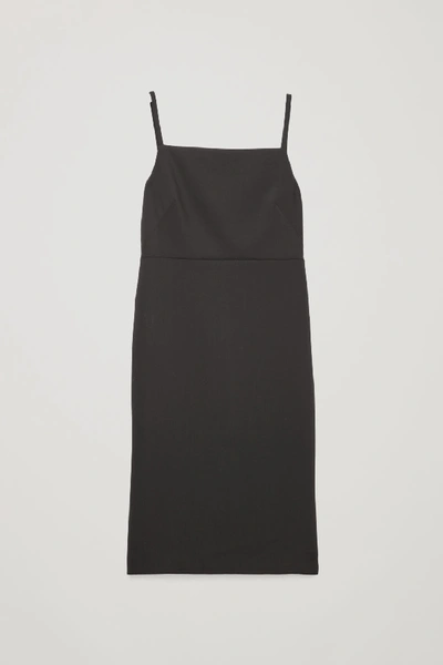 Cos Wool-blend Slip Dress In Black