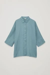 Cos Draped Wide-fit Shirt In Turquoise