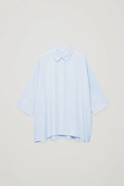 Cos Draped Wide-fit Shirt In Blue