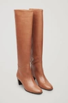 Cos Knee-high Leather Boots In Beige