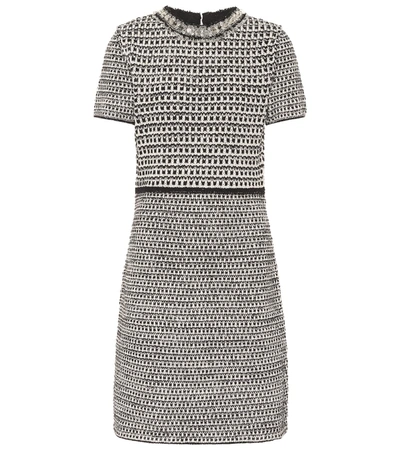 Tory Burch Embellished Tweed Short-sleeve Dress In Silver Tweed