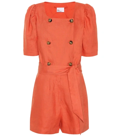 Lisa Marie Fernandez Diana Linen Playsuit In Orange