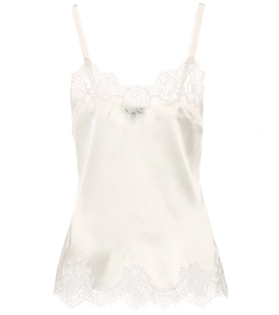 Dolce & Gabbana Lace-trimmed Satin Camisole In White