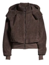 Alo Yoga Foxy Faux-sherpa Hooded Bomber Jacket In Coco