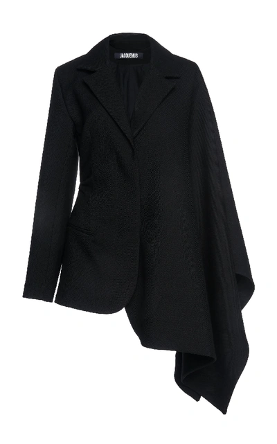 Jacquemus Bibi Wool Cape Blazer In Black