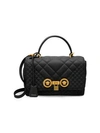 Versace Icon Quilted Leather Top Handle Bag In Black