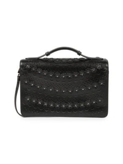 Alaïa Medium Franca Floral Leather Shoulder Bag In Black