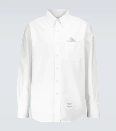 Thom Browne Long-sleeved Cotton Oxford Shirt In White
