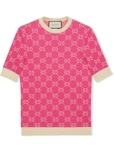 Gucci Gg Jacquard Logo Sweater In Rosa