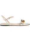 Gucci Marmont Logo-embellished Leather Sandals In Off White