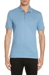 Burberry Hartford Checked Cotton Piqué Polo Shirt In Pale Blue